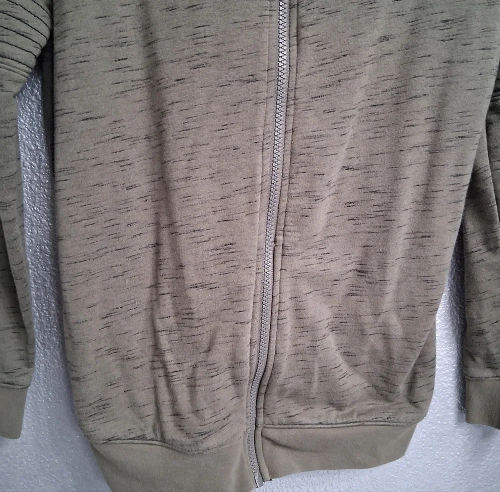 Olive Heathered Lightweight Jacket With Hood   Size L